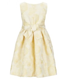 Bonnie Jean Yellow Floral Jacquard Beaded Waist Dress 
